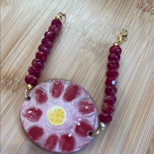 Handmade Beaded Bracelet with Ceramic Connector